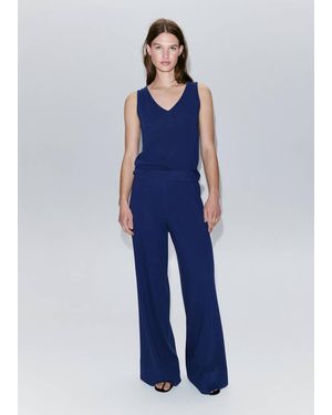 Mango V-Neck Knit Top - Blue