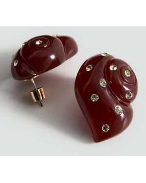 Mango Orecchini Conchiglia Strass Marrone