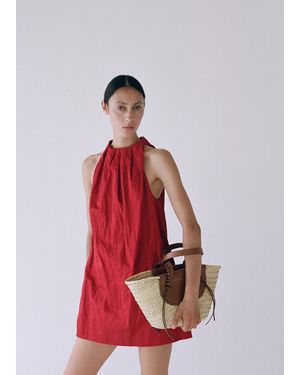 Mango Panier Fibre Naturelle Moyen Marron Moyen - Rouge