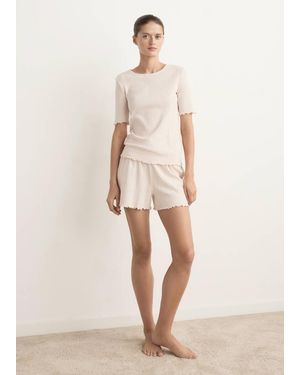 Mango Distressed Cotton T-Shirt - Natural
