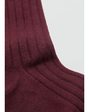 Mango Rippsocken Aus Wollgemisch - Lila