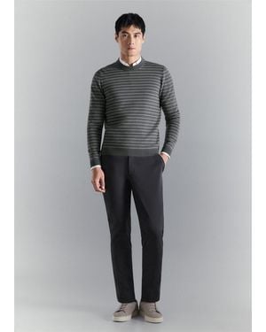 Mango Comfort Stretch Striped Jersey - Gray