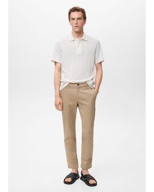 Mango Prato Cropped Tapered Chino Trousers - White