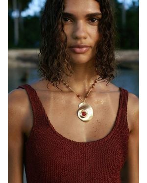 Mango Spiral Pendant Necklace - Brown