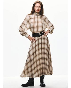 Mango Checked Print Blouse - White