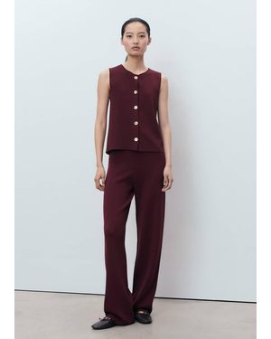 Mango Knitted Trousers With Elastic Waistband - Red
