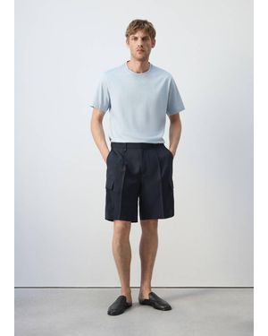 Mango Modal Cotton Cargo Bermuda Shorts - White