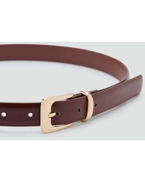 Mango Square Buckle Belt - Brown