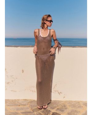 Mango Langes Häkelkleid - Blau