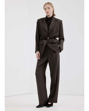 Mango Blazer Completo Gessato Cioccolato - Nero