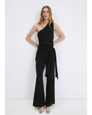 Mango Asymmetrical Jumpsuit With Bow - Multicolour