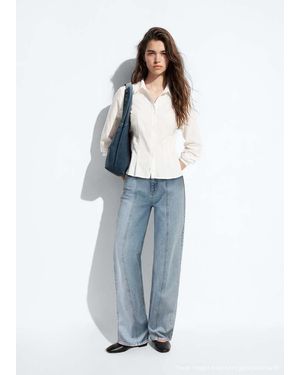 MANGO TEEN Fitted Cotton Shirt - Blue