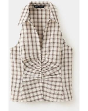 Mango V-Neck Gathered Blouse - White