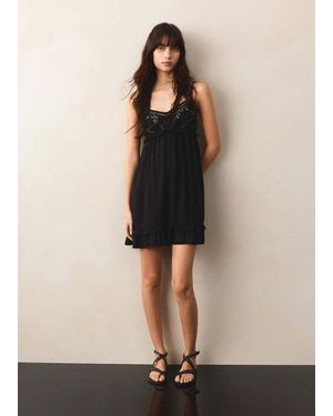 MANGO TEEN Short Dress With Bead Detail - Natural