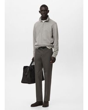 Mango Regular-Fit Zip-Neck Sweatshirt - White