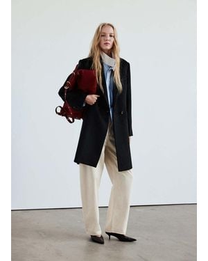 Mango Manteau En Laine À Double Boutonnage Noir