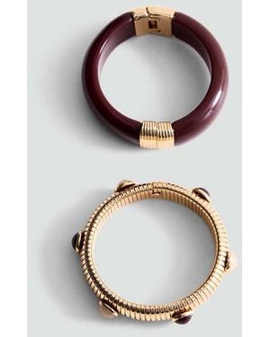 Mango Pack Of 2 Bracelets With An Irregular Design - Metallic