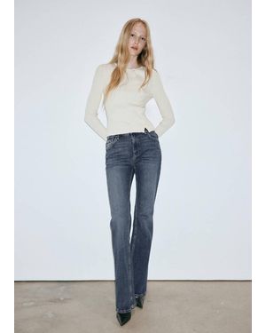 Mango High Waist Flare Jeans Dark - White