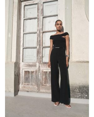 Mango Asymmetric Long Jumpsuit - Natural