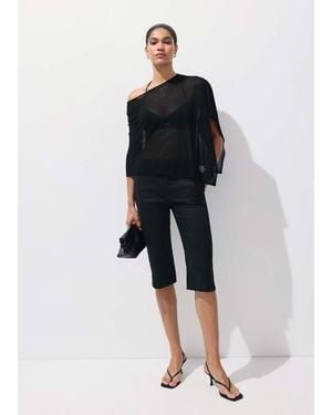 Mango Asymmetrical Knitted Cape - Black