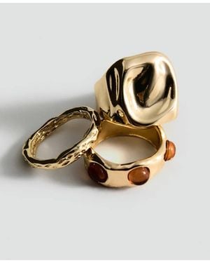 Mango Set 3 Anelli Combinati Oro - Metallizzato