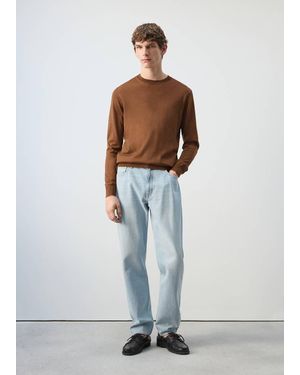 Mango 100% Wool Fine-Knit Jumper - White