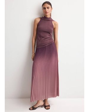 Mango Shiny Pleated Skirt - Purple