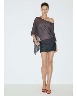 Mango Asymmetric Strass Cape - Grey