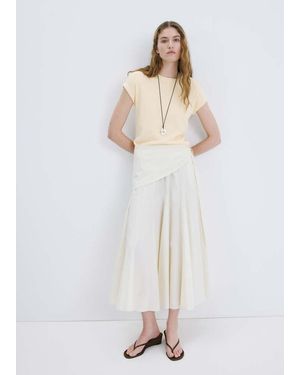 Mango Short-Sleeved Knitted Cotton Jumper - White