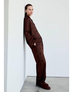 Mango Satin Sequin Pyjama Bottoms - Purple