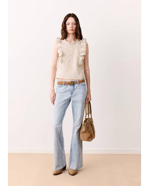 MANGO TEEN Cotton Blouse With Ruffle Detail - Natural