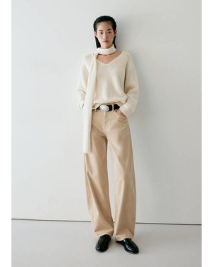 Mango Pull Col En V Foulard Écru - Neutre