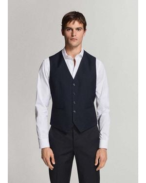 Mango Milan Slim Fit Suit Gilet - Blue
