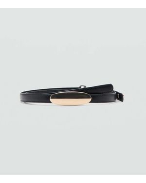 Mango Thin Belt With Metal Detail - White