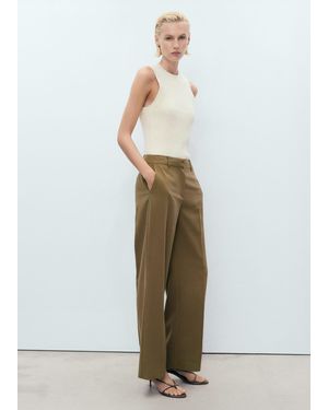 Mango Straight Mid-Rise Pants - White