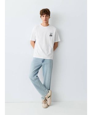 MANGO TEEN Printed Cotton-Blend T-Shirt - Blue