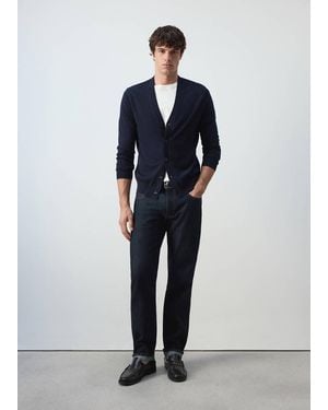 Mango Fine-Knit Cardigan - Blue