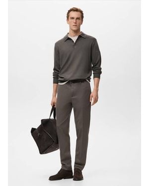 Mango Slim-Fit Flannel Trousers - Multicolour