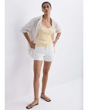 Mango Straight-Fit Denim Shorts - White