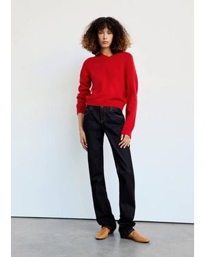 Mango Pullover Lana Collo A V Rosso