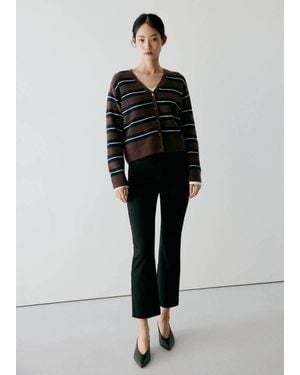 Mango Stripped Knit Cardigan - Black