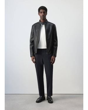 Mango Zip-Up Faux-Leather Jacket - Black