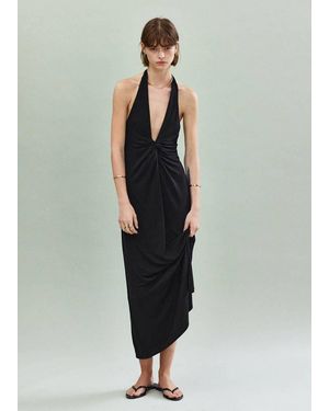 Mango Draped Halter Dress - Black