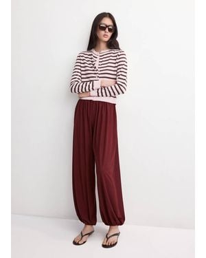 Mango Stripped Knit Cardigan - Red
