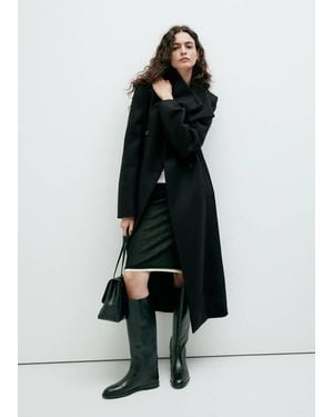 Mango Manteco Wool Coat With Funnel Neck - Black