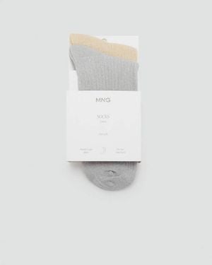 Mango Pack 2 Calzini Lurex Coste Grigio - Marrone