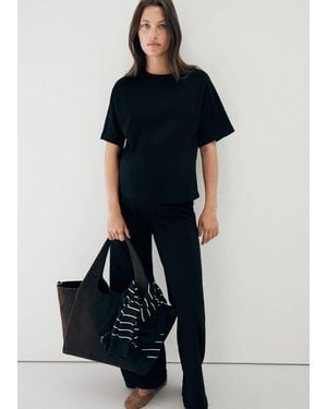 Mango Fine-Knit Straight-Fit Trousers - Blue