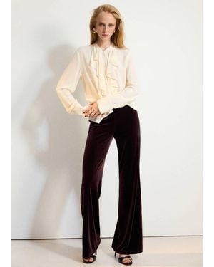 Mango Ausgestellte Hose Aus Samt - Weiß