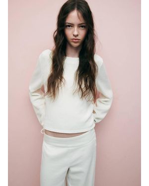 MANGO TEEN Knitted Jumper With Tie Slits - White