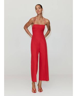 Mango Cross-Back Linen Blend Playsuit - Red